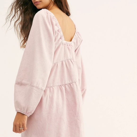NWOT FREE PEOPLE Lou Jean Babydoll Dress Pink Size M - Picture 4 of 4